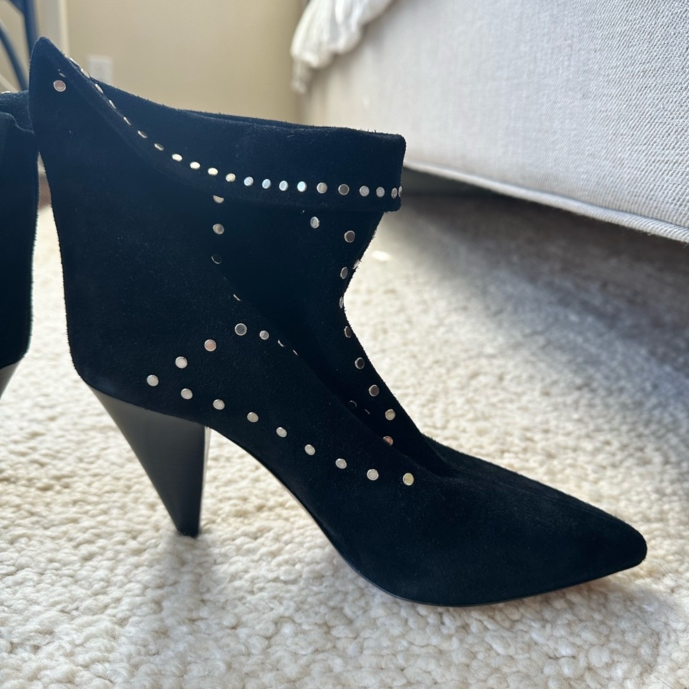 Isabel Marant Black Suede Studded Story Lisbo Ankle Boots, Size 39, NIB - Picture 10 of 14